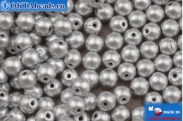 WH Czech round druck beads silver matte (00030/01700) 4mm, 25gr