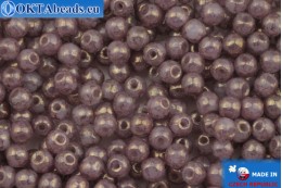WH Czech round druck beads lilac gold luster (71111/15496) 3mm, 25gr