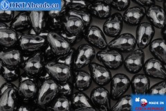 WH Czech drops beads hematite (23980/14400) 4x6mm, 25gr