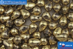 WH Czech drops beads gold (00030/26440) 4x6mm, 25gr