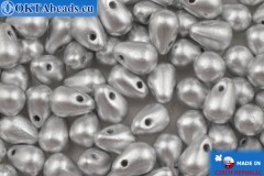 WH Czech drops beads silver matte (00030/01700) 4x6mm, 25gr