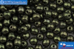 VO České kulaté korálky zelený zlatý lesk (23980/14495) 4mm, 25gr