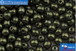 WH Czech round druck beads green gold luster (23980/14495) 4mm, 25gr