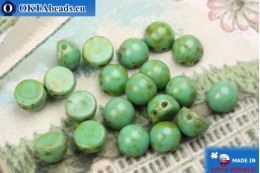 Cabochon Beads turquoise travertin (T63130) 6mm, 20pc MK0362