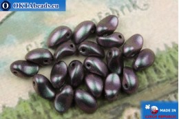Бусины Лепесток Лилии фиолетовые металлик матовые (23980/29024) 4х6мм, 20шт MK0597