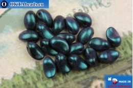 Korálky Lily Petal modrý metalíza matný (23980/29074) 4x6mm, 20ks MK0598