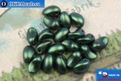 Korálky Lily Petal zelený metalíza matný (23980/29044) 4x6mm, 20ks