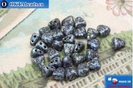 Бусины NIB-BIT черные синий серебро (45706JT) 6х5мм, 30шт MK0383