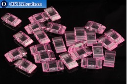 Plastic beads 2 holes light pink 17x9x5mm, 10pc CHP0008