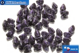 Чешские бусины гречка черные фиолетовые серебро (23980/45710) 5х5мм, 50шт