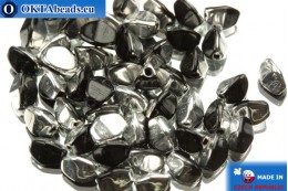 Czech buckwheat beads black silver (23980/27001) 5mm, 50pc PO039