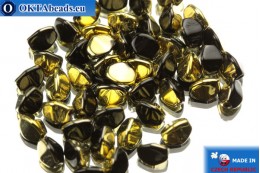 Czech buckwheat beads black gold (23980/26441) 5mm, 50pc PO020