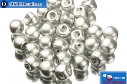 Mushroom czech beads silver matte (00030/01700) 6x5mm, 30pc MK0101