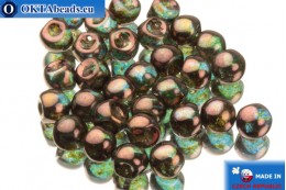 Mushroom czech beads green bronze (00030/65426) 6x5mm, 30pc MK0103