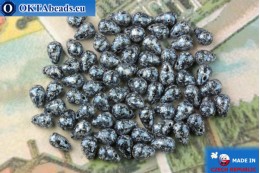 Český skleněné kapky černý modrý (23980-45706) 4x6mm, 10g