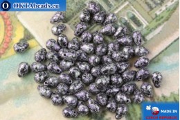 Český skleněné kapky fialový stříbro matný (23980-45710) 4x6mm, 10g