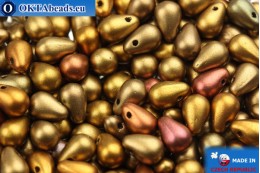 Чешские бусины капли ирис золото матовые (00030/01620) 4x6мм, 10гр MK0012