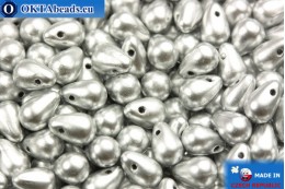 Czech drops beads silver matte (00030/01700) 4x6mm, 10g