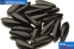 Czech dagger beads black (23980) 5x16mm, 20pc