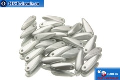 Czech dagger beads silver matte (29405) 3x11mm, 25pc
