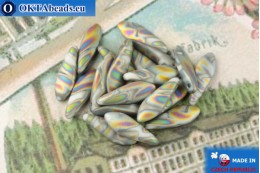 Czech daggers beads grey vitrail matte (02010-2817V) 5x16mm, 20pc MK0531