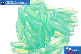 České korálky jazýčky zelený alabastr (61100) 5x16mm, 20ks MK0071