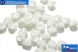Czech rose petals beads white luster (02010/21402) 8x7mm, 50pc