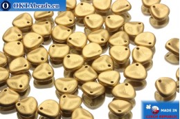 Czech rose petals beads gold matte (00030/01710) 8x7mm, 50pc