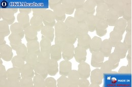 Czech fire polished beads white matte (M02010) 4mm, 50pc FP83