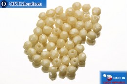 Czech fire polished beads beige luster (LC02010) 2mm, 50pc FP346
