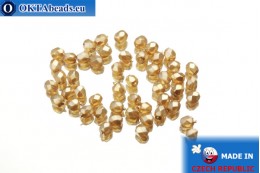 Czech fire polished beads beige pearl (70486CR) 3mm, 50pc FP170