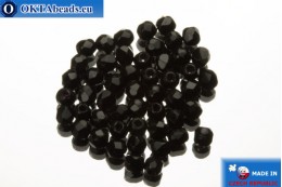 Czech fire polished beads black (23980) 2mm, 50pc