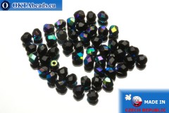 Czech fire polished beads black AB (X23980) 4mm, 50pc