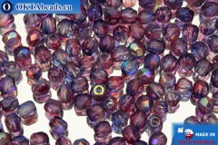 Czech fire polished beads lilac (K4311) 3mm, 50pc