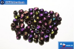Czech fire polished beads lilac iris (21495JT) 2mm, 50pc