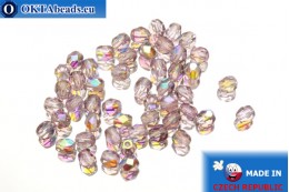 Czech fire polished beads lilac AB (X20030) 4mm, 50pc FP264