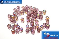 Czech fire polished beads lilac AB (X20080) 4mm, 50pc