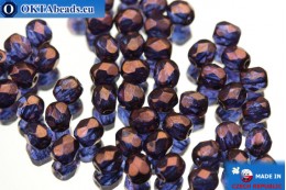 Czech fire polished beads lilac gold luster (00030/15726) 4mm, 50pc