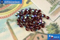 Czech fire polished beads garnet AB (X90110) 4mm, 50pc