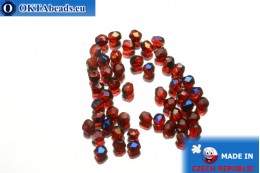 Czech fire polished beads garnet AB (BR90080) 3mm, 50pc FP185
