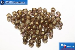Czech fire polished beads brown gold luster (LG00030) 2mm, 50pc FP336
