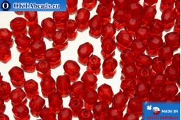 Czech fire polished beads red (90080) 3mm, 50pc