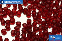 Czech fire polished beads red (90090) 3mm, 50pc FP63