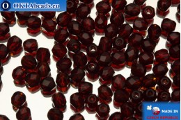 Czech fire polished beads red (90100) 3mm, 50pc FP64