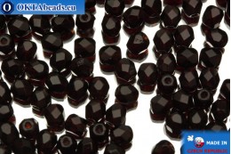 Czech fire polished beads red (90120) 4mm, 50pc FP127
