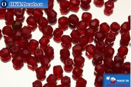 Czech fire polished beads red (91260) 3mm, 50pc