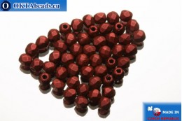 Czech fire polished beads red metallic matte (K0189JT) 2mm, 50pc FP339