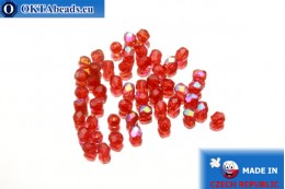 Czech fire polished beads red AB (X90080) 3mm, 50pc FP197