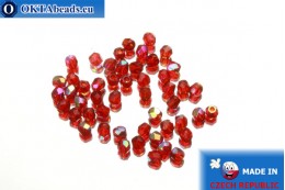 Czech fire polished beads red AB (X90090) 3mm, 50pc FP183