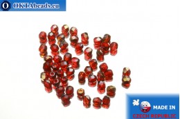 Czech fire polished beads red gold luster (ZR90080) 3mm, 50pc FP181